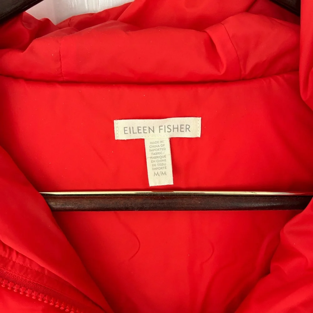 Eileen Fisher Red Lory Puffer Coat Jacket Medium - Picture 5 of 8